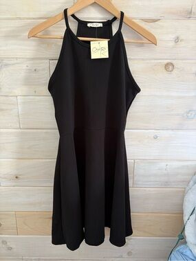 Olivia Rae Black Textured Halter Skater Dress